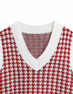 Houndstooth V-Neck Sweater Vest