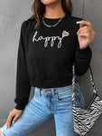 Raglan Sleeve HAPPY Graphic Sweatshirt