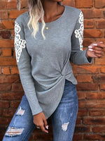 Twisted Lace Detail Long Sleeve T-Shirt