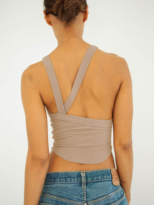 Halter Neck Ribbed Cropped Top