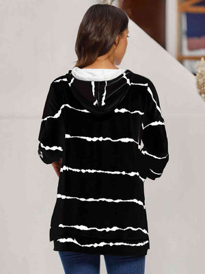 Striped Drawstring Hoodie with Pockets