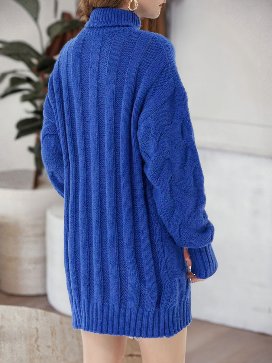 Cable-Knit Turtleneck Sweater Dress Sois Inspire Cable-Knit Turtleneck Sweater Dress Sois Inspire