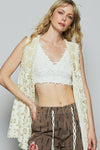 POL Pearl Detail Open Front Sleeveless Cardigan