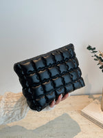 Quilted Plaid Clutch with Zipper