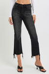 RISEN Full Size Raw Hem Cropped Flare Jeans Plus Size