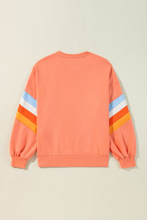 Contrast Round Neck Long Sleeve Sweatshirt