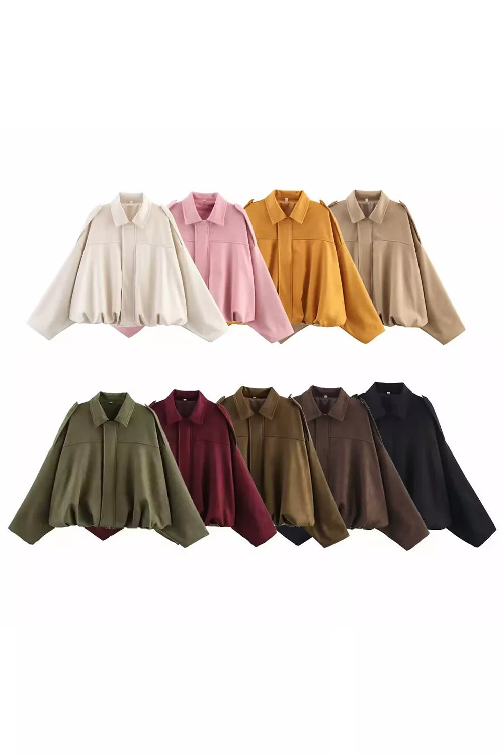 Collared Neck Dropped Shoulder Jacket