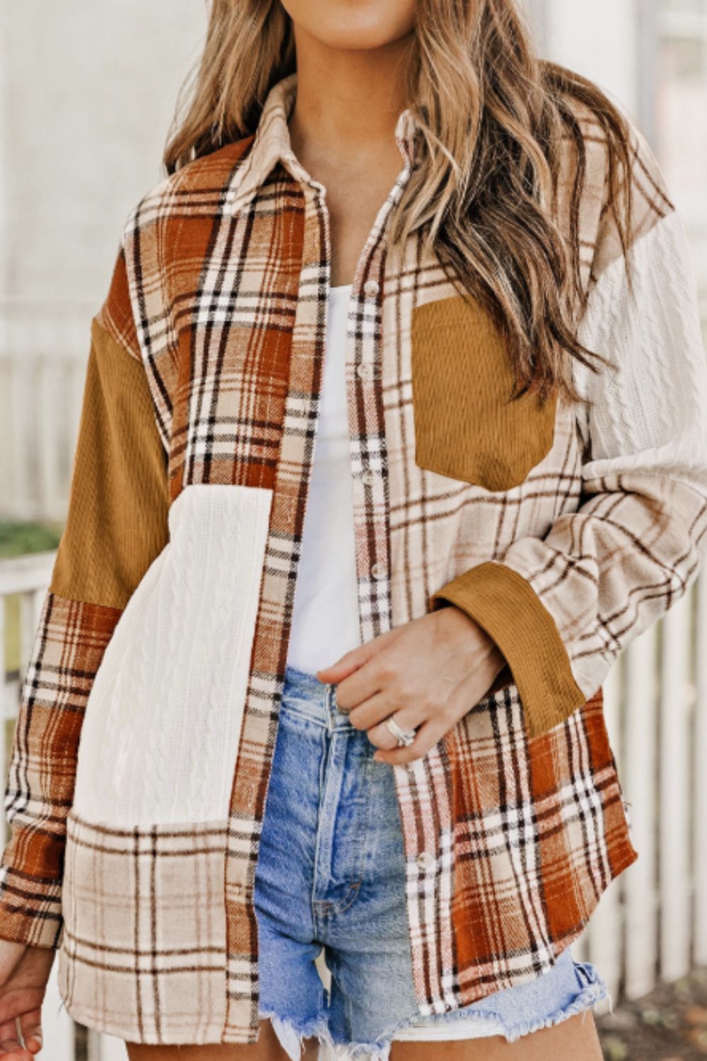 Plaid Button Up Long Sleeve Shacket