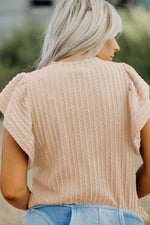 Texture Round Neck Cap Sleeve Top