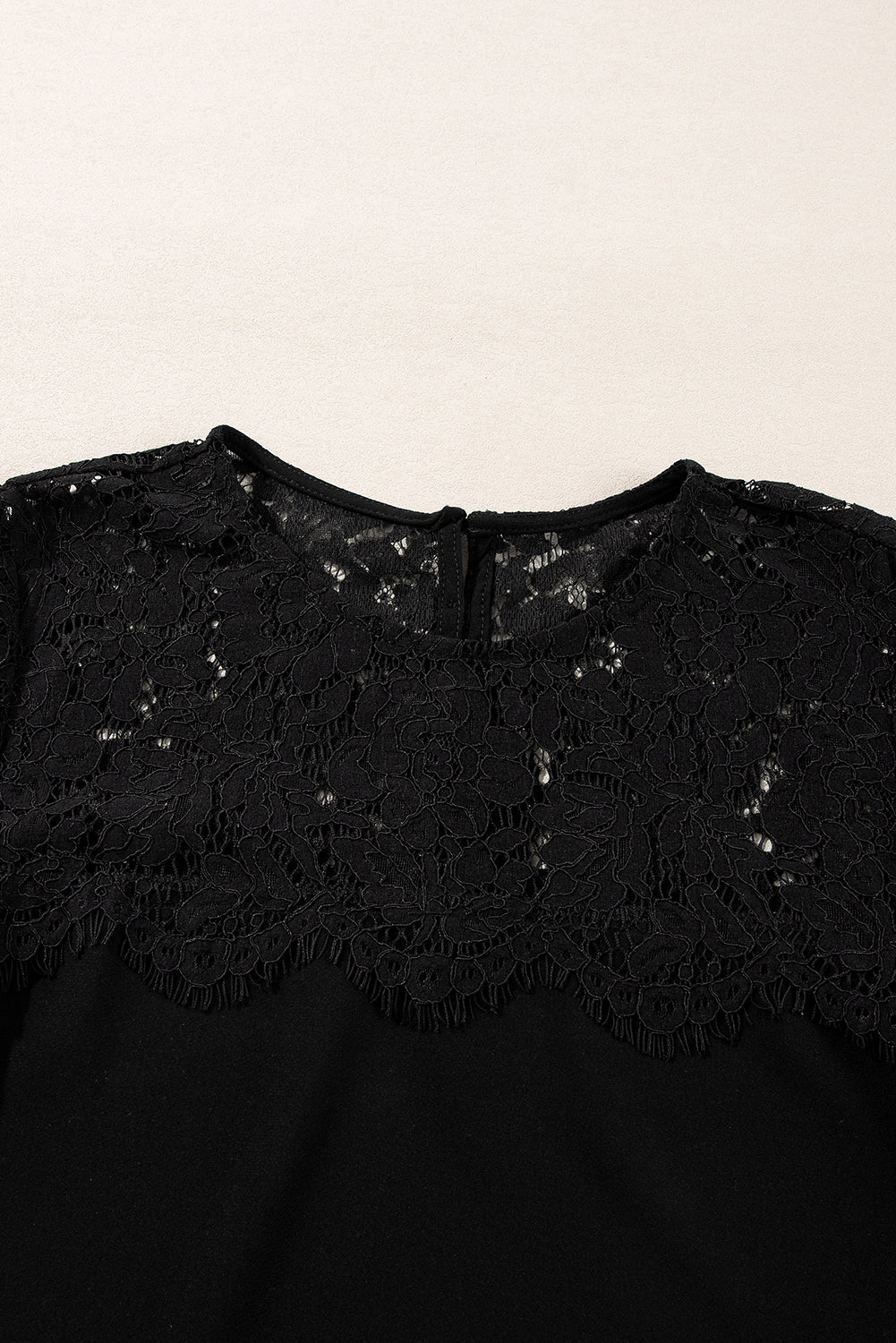 Lace Detail Round Neck Long Sleeve Blouse