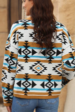 Geometric Round Neck Long Sleeve Sweater