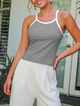 Striped Round Neck Short Cami