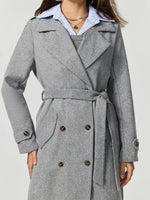 Collared Neck Long Sleeve Longline Coat