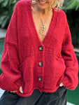 Pocketed V-Neck Button Up Cardigan