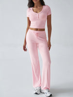 Devine Short Sleeve Top and Drawstring Pants Set