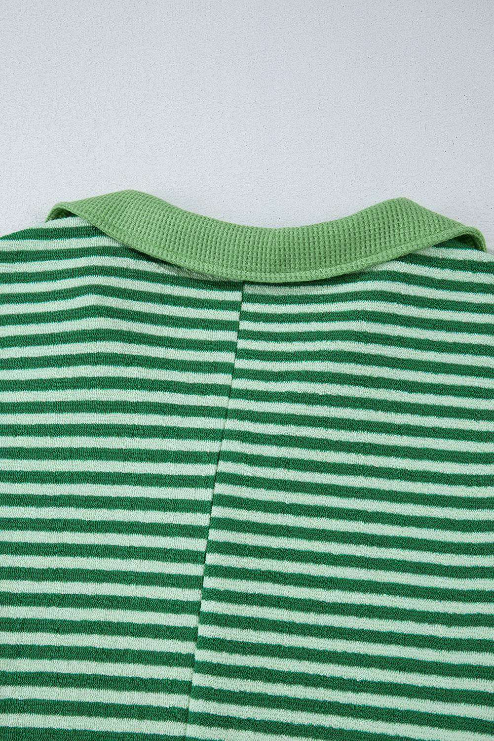 Stripe Johnny Collar Long Sleeve Top