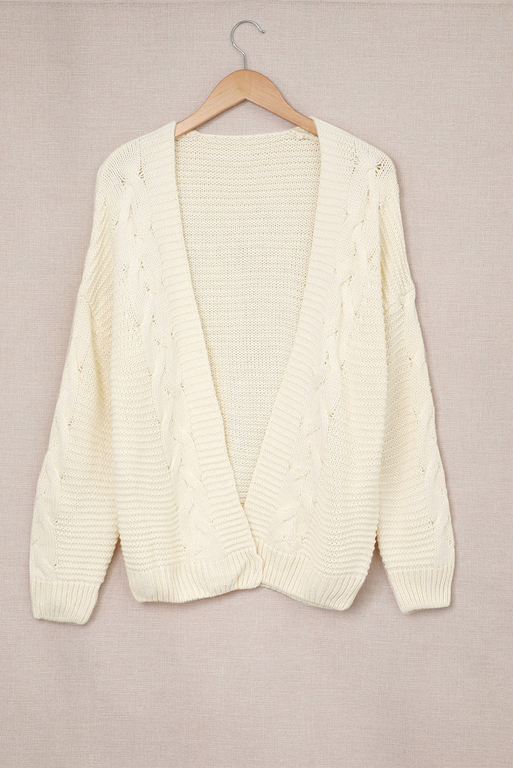 Cable-Knit Open Front Cardigan