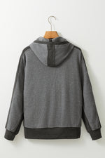 Waffle-Knit Pocketed Zip Up Hooded Jacket