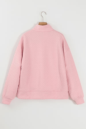 Texture Half Zip Long Sleeve Sweatshirt