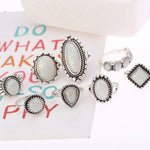 Opal Alloy Geometric Ring 10-Piece Set