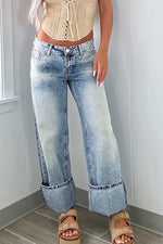 Washed Wide Leg Jeans with Pockets