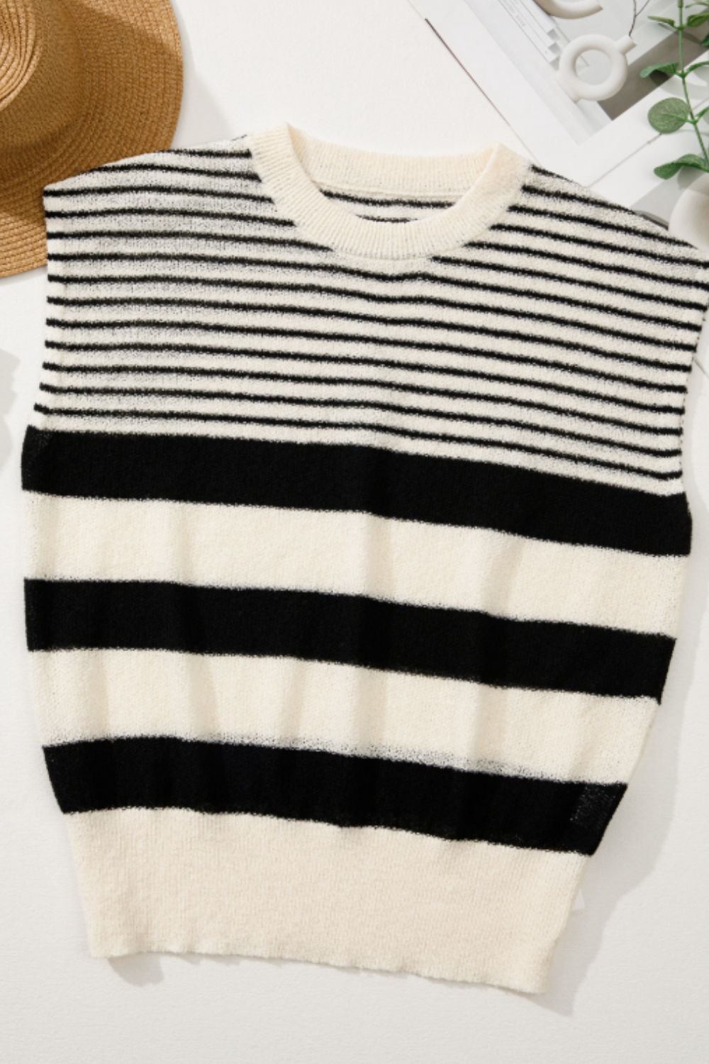 Striped Round Neck Sweater Vest