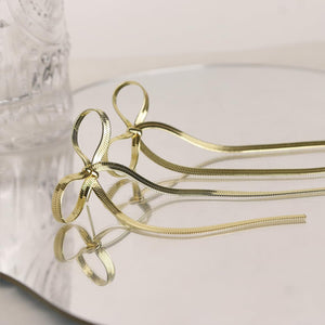 Stainless Steel Bow Bar Earrings