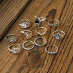 Alloy Synthetic Crystal 11-Piece Ring Set