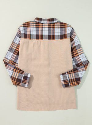 Plaid Button Up Long Sleeve Shacket