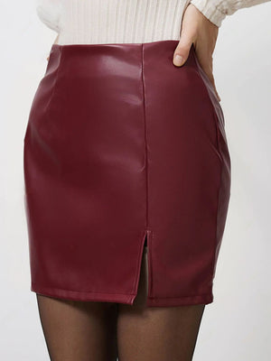 Slit Mini Skirt with Zipper