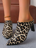 PU Leather Leopard Point Toe Pumps