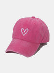 Embroidered Heart Washed Cotton Baseball Cap