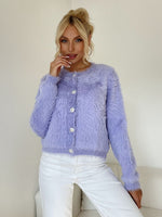 Button Down Long Sleeve Fuzzy Cardigan