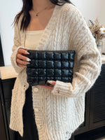 Quilted Plaid Clutch with Zipper