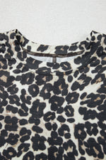 Leopard Round Neck Top and Shorts Set