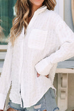 Texture Collared Neck Long Sleeve Shirt