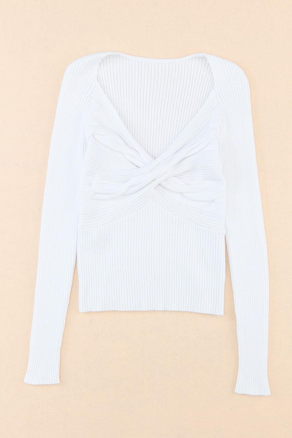 Crisscross V Neck Long Sleeve Knit Top