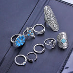 Alloy Turquoise 9-Piece Ring Set