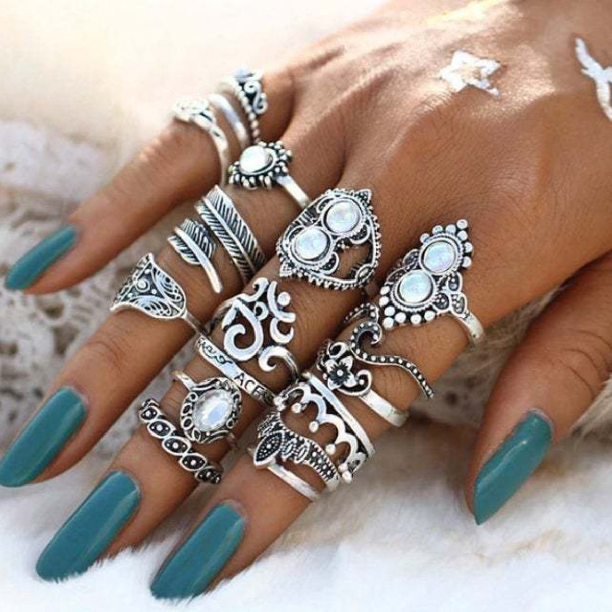 Alloy 16-Piece Ring Set