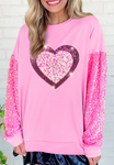 Valentine’s Day Sequin Heart Long Sleeve Sweatshirt