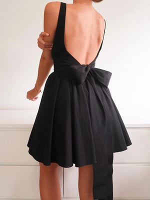 Party Formal Short Black Dress Backless Square Neck Mini Dress Sois Inspire Party Formal Short Black Dress Backless Square Neck Mini Dress Sois Inspire