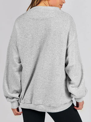 Mock Neck Drop Shoulder Long Sleeve Sweatshirt