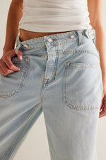 Washed Wide Leg Jeans with Pockets