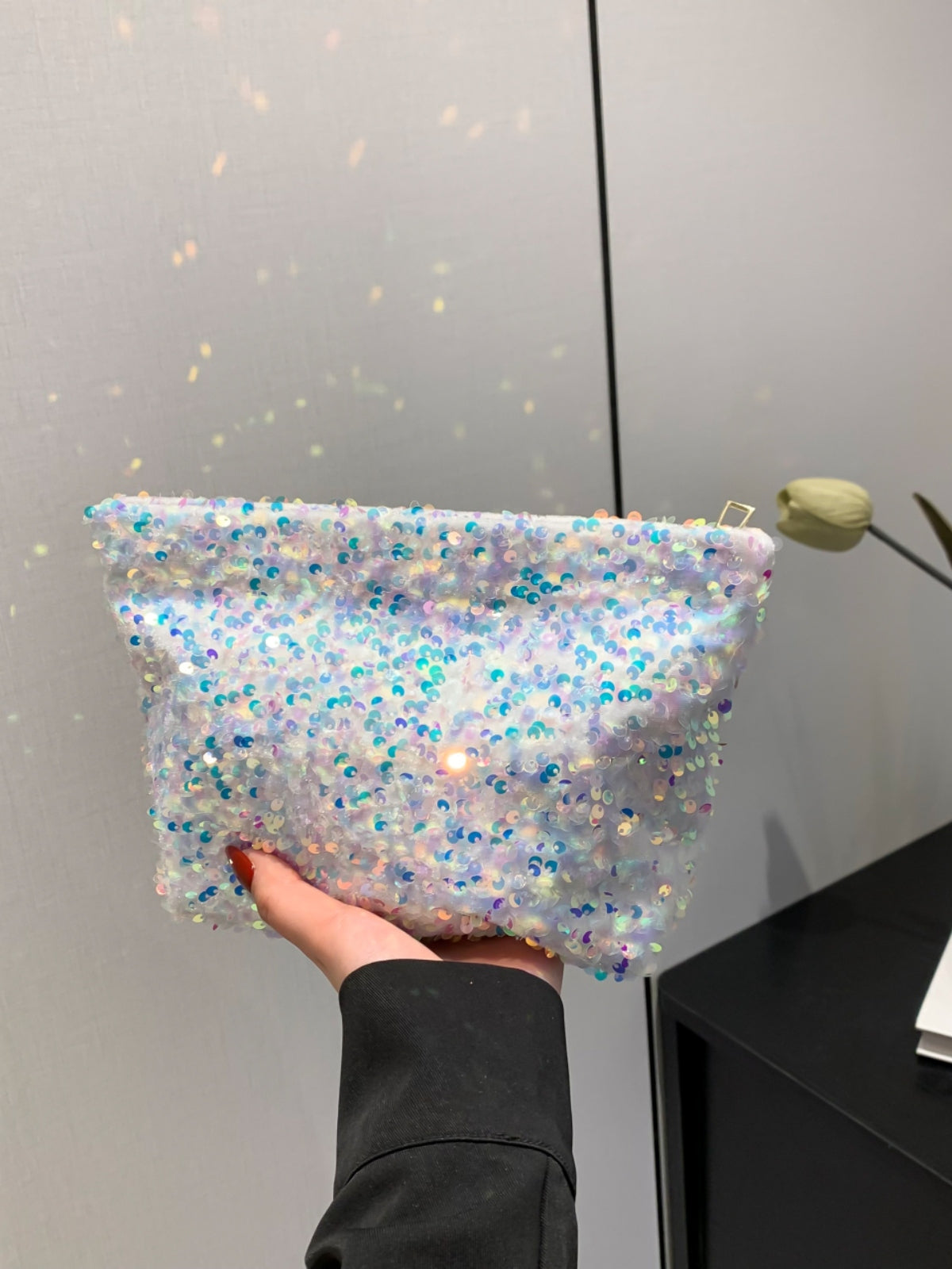 Sequin Clutch with Zipper