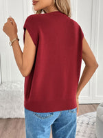 Perfee Pocketed Round Neck Cap Sleeve Cardigan