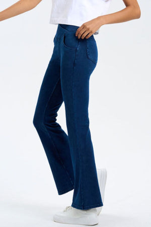 Basic Bae Pocketed Highly Stretchy Bootcut Jeans