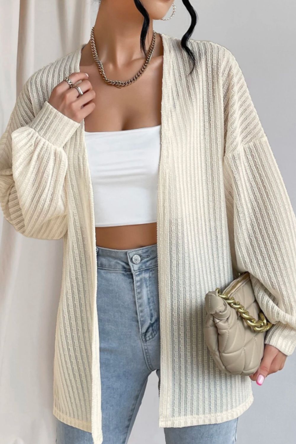 Open Front Long Sleeve Cardigan