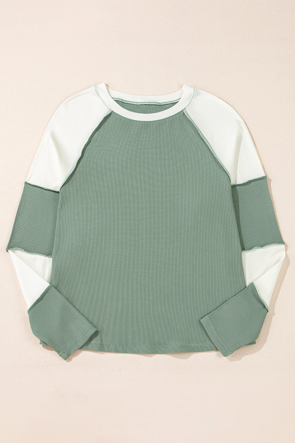 Color Block Round Neck Raglan Sleeve Top