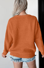 Letter Graphic Round Neck Long Sleeve Sweater