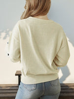 Perfee Heart Round Neck Long Sleeve Knit Top